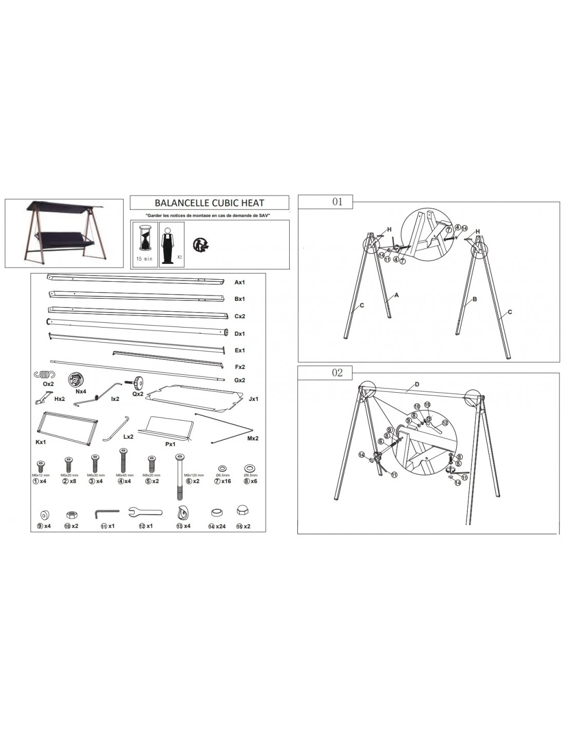 Balancelle De Jardin Cubic 3 Places En Aluminium – Image 3