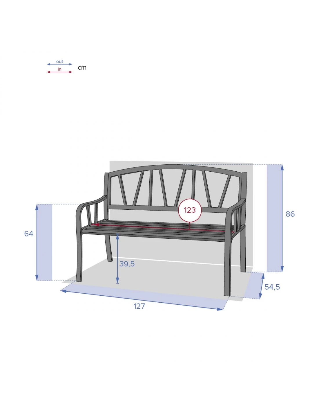 Banc De Jardin Alvernia 3 Places - Acier époxy Noir – Image 4