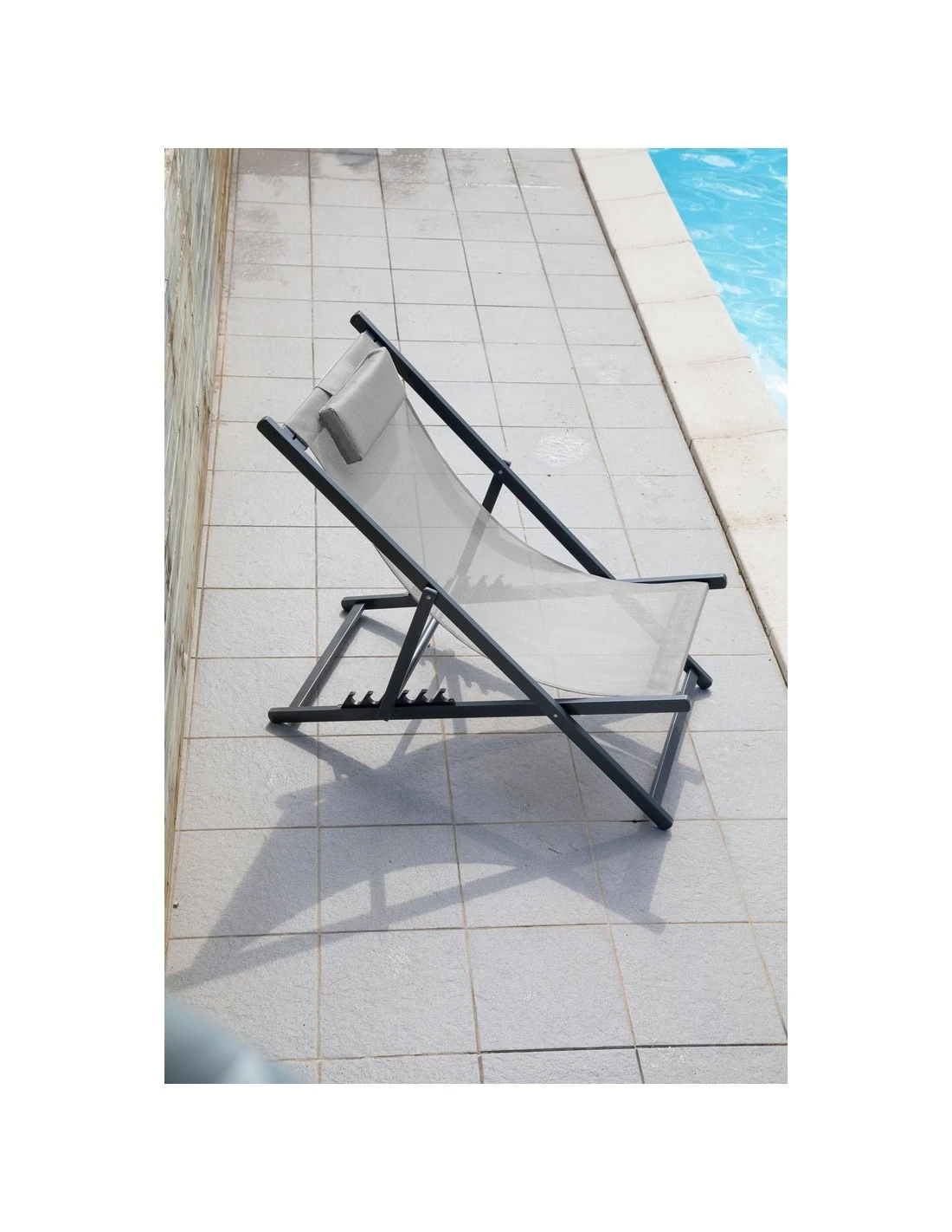 Chilienne Pliante Linea En Aluminium Et Polyester - Graphite / Perle