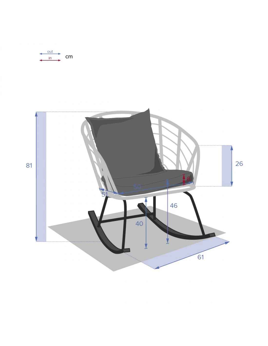 Fauteuil à Bascule Cherone En Acier Et Texaline Graphite – Image 6
