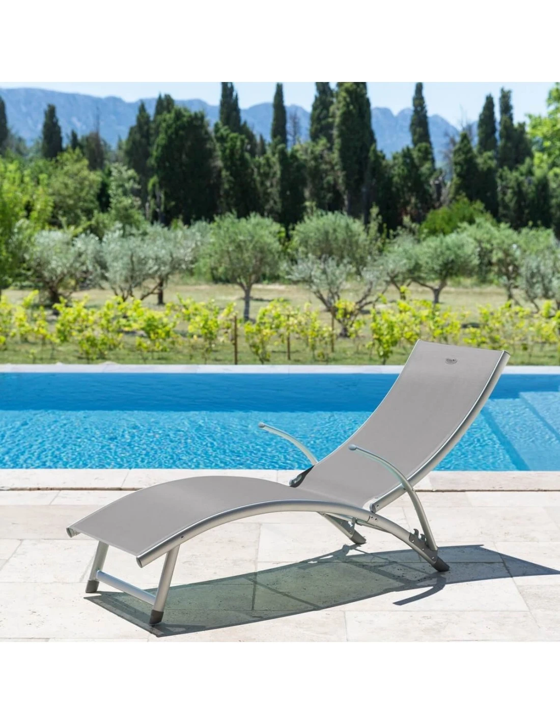 Transat Pliant Samba - 4 Positions - Aluminium Anodisé - Taupe